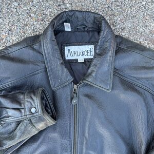 Vintage Avalanche Leather Jacket Size XL Brown Full Zip Coat Biker 90s Grunge